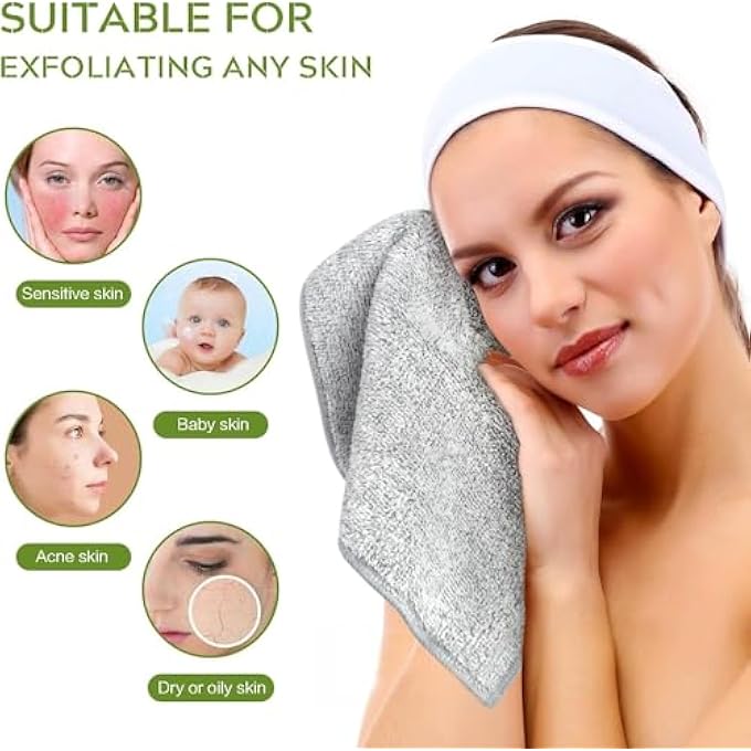 Sinland MICROFIBER FACE TOWELS ULTRA SOFT BAMBOO CHARCOAL FACIAL WASHCLOTHS FACE CLOTH FOR BATH 30CMX30CM 6 PACK GREY - Image 4